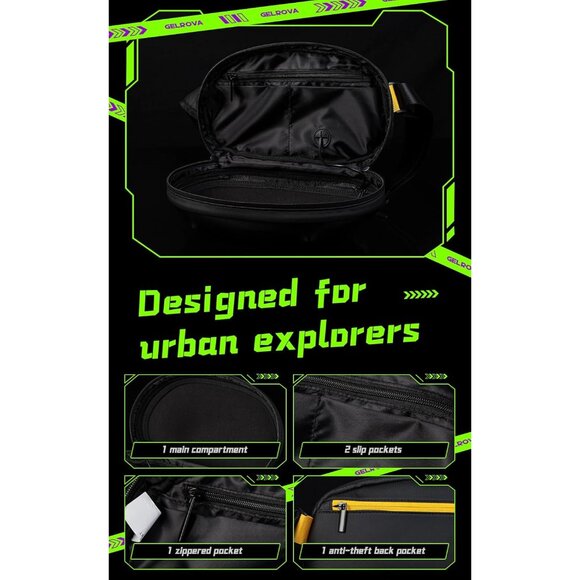 Water-Resistant LED Cat Silhouette Sling Bag - Perfect for College and Travel main image 5